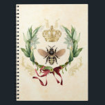 Caderno Espiral Rainha Botânica Moderna Vintage<br><div class="desc">Modern Vintage Botanical Queen Bee Bee Honey Bee INseto inseto de mel, folhagem retrô elegante, jardim botânico buquê floral floral, folha floral primavera de Verão, luxo ilustrativo de desenho de aquarela, néctar de rainha da arte coroa, beleza bonita de buzz, flor da asa amarela, natureza da melada de ouro, inseto...</div>