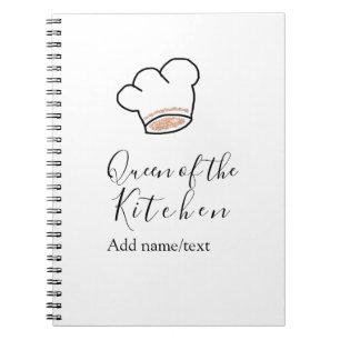 Caderno Espiral Rainha da cozinha chef cozinhando adicionar nome c