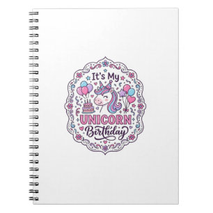Caderno Espiral Rainha de Aniversário do Unicórnio da Terra do Uni