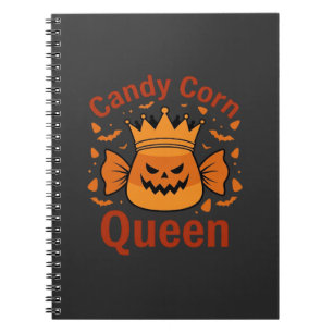 Caderno Espiral Rainha do Candy Corn Coroa de Halloween Morcegos_1