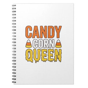 Caderno Espiral Rainha do Candy Corn Design de Camiseta de Hallowe