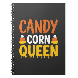 Caderno Espiral Rainha do Candy Corn Gráfico de Halloween_1