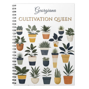 Caderno Espiral Rainha do Cultivo Amante de Plantas Personalizado