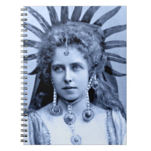 Caderno Espiral Rainha Maria da Romênia como Rainha do Sol - Azul