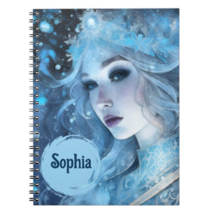 Caderno Espiral Rainha Mística de Gelo - Fantasia de Arte de Inver