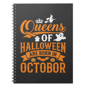 Caderno Espiral Rainhas do Halloween Nascidas em Outubro Tipografi
