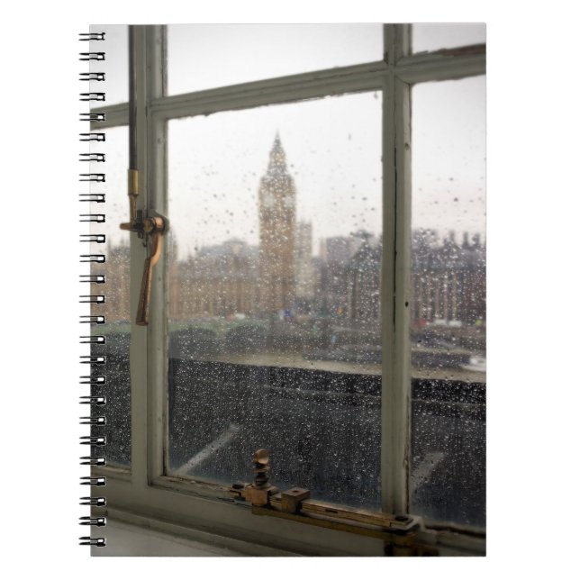 Caderno Espiral Rainy Day View no Big Ben - Notebook de Londres (Frente)