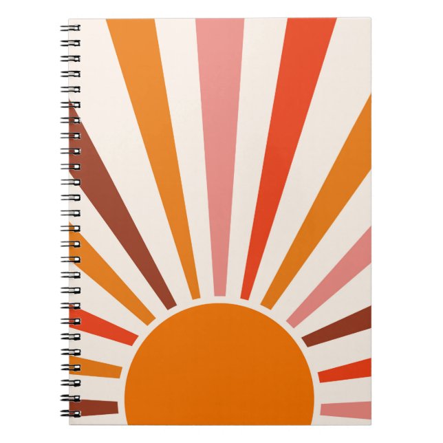 Caderno Espiral Raios do Sol Retrospectivo Laranja Vermelho Amarel (Frente)