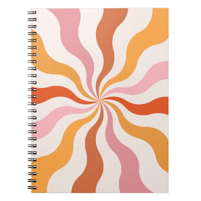 Caderno Espiral Raios solares ondulados, de cor retrógrada (Frente)