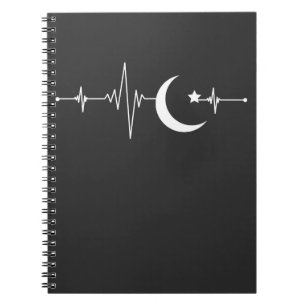 Caderno Espiral Ramadã Moon Islam Heart beat Crescent Muçulmano