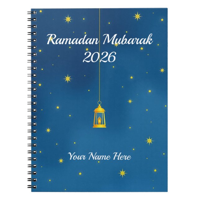Caderno Espiral Ramadão Celestial Navy Dourado (Frente)