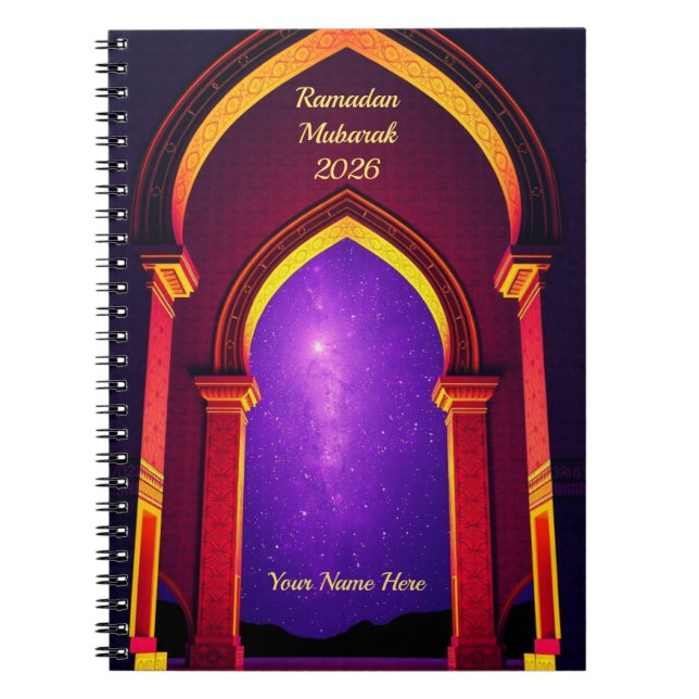 Caderno Espiral Ramadão Dourado Roxo Sonhador (Frente)