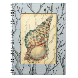 Caderno Espiral Ramais de Seashell e Árvore