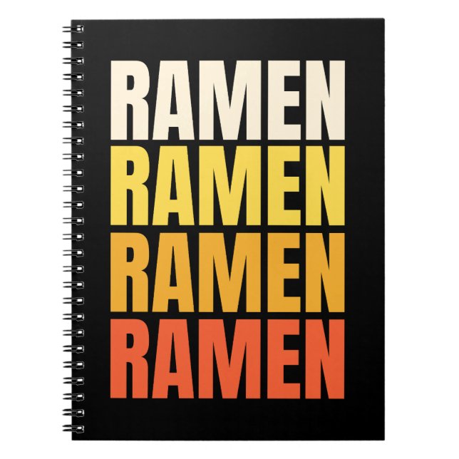 Caderno Espiral Ramen design de texto (Frente)