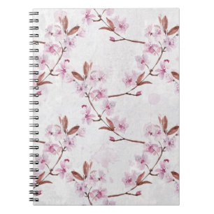 Caderno Espiral Ramificações do Flor de Cereja primavera