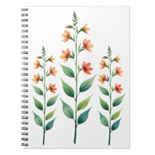 Caderno Espiral Ramo de Flor Silvestre Delicada Aquarela Minimal