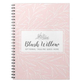 Caderno Espiral Ramos de Folhas Botânicas Modernas Blush Minimalis