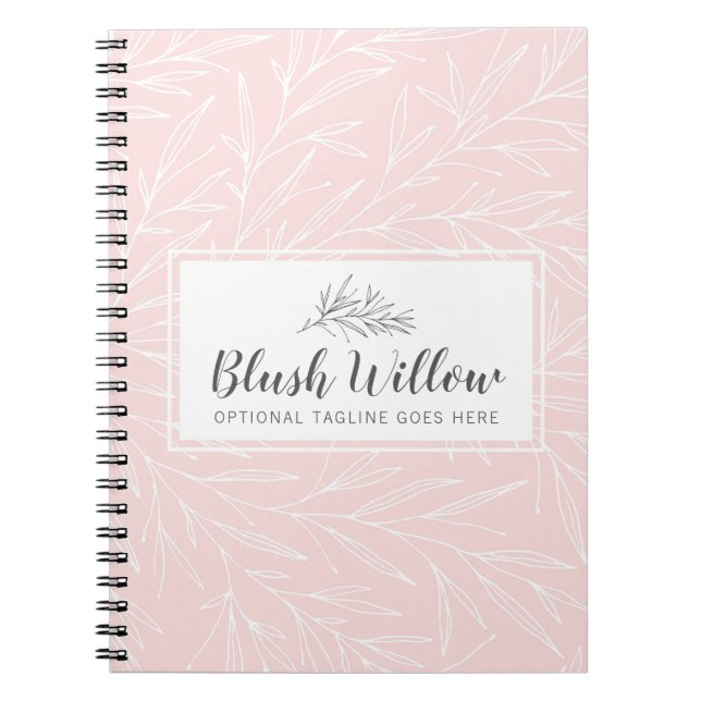 Caderno Espiral Ramos de Folhas Botânicas Modernas Blush Minimalis (Frente)