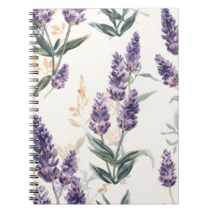 Caderno Espiral Ramos de Lavanda Aquarela Botânica Floral Roxa