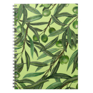 Caderno Espiral ramos de oliveira em verde de melada