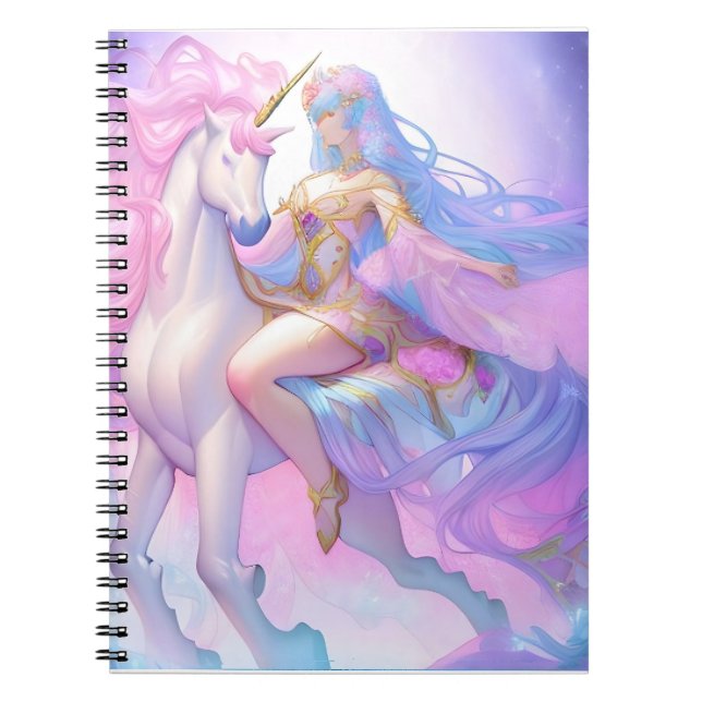 Caderno Espiral Rapariga Andando Unicórnio (Frente)