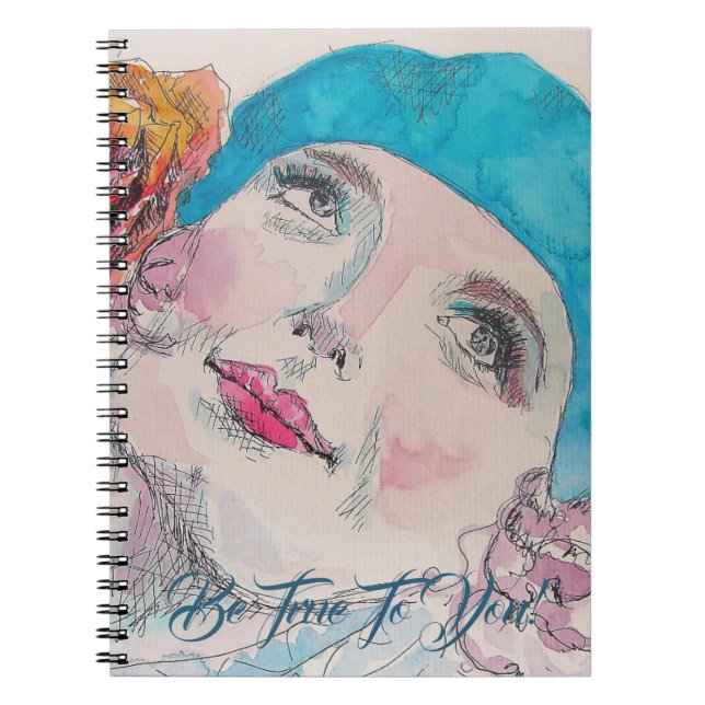 Caderno Espiral Rapariga Com Beret Rosa vermelha Ser Um Notebook D (Frente)