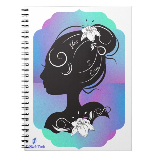 Caderno Espiral Rapariga com Flor "Sim Posso" Notebook Espiral (Frente)