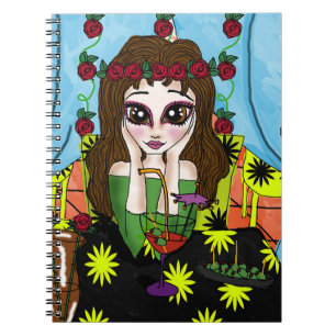 Caderno Espiral Rapariga Com Um Bloco De Notas Bebida (80 Páginas 