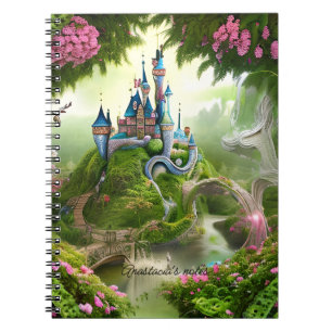 Caderno Espiral Rapariga De Ilustração Do Castelo De Fairytale De