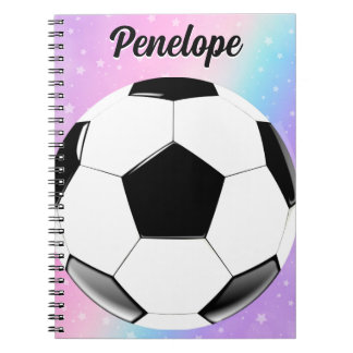 Caderno Espiral Rapariga Futebol Ball Pastel Stars Nome Personaliz