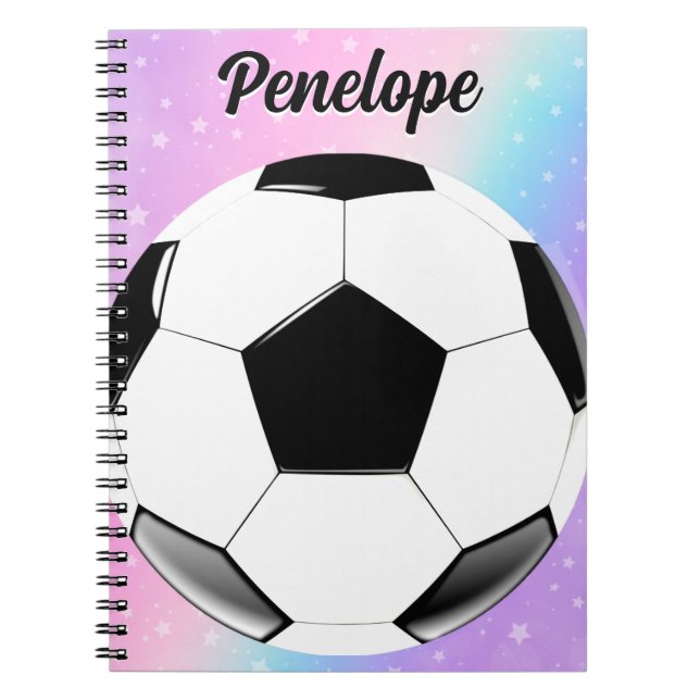 Caderno Espiral Rapariga Futebol Ball Pastel Stars Nome Personaliz (Frente)