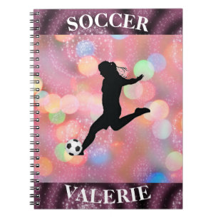 Caderno Espiral Raparigas de futebol Dobram a cor do brilho da ame