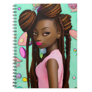 Caderno Espiral Raparigas de Melanina Mágica Caçadora Negra de Ovo