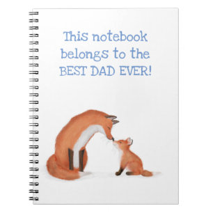 Caderno Espiral Raposa-branca e notebook 'Melhor Pai Nunca'