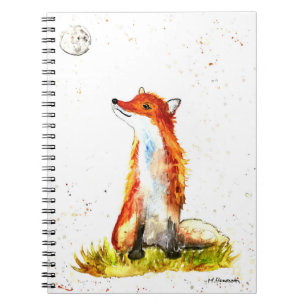 Caderno Espiral Raposa-da-água da floresta, animais selvagens, b