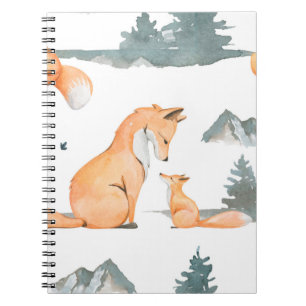 Caderno Espiral Raposa de outono. Pintor manual de cor d'água com 