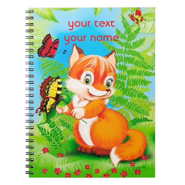 Caderno Espiral raposa e borboleta (Frente)