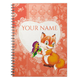 Caderno Espiral raposa e borboleta