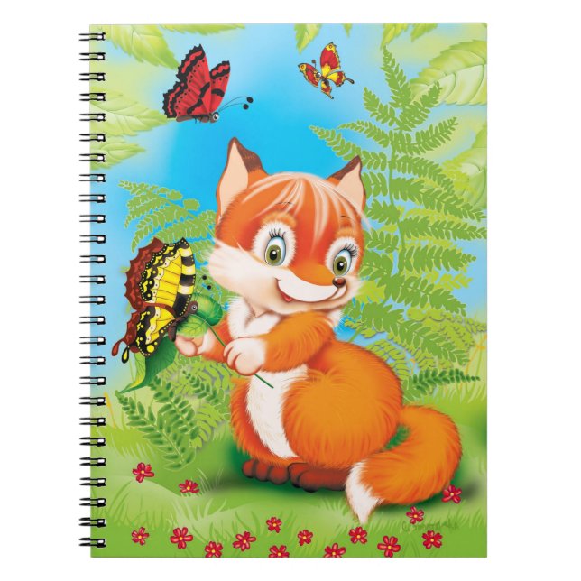 Caderno Espiral raposa e borboleta (Frente)