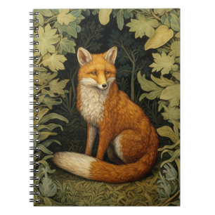 Caderno Espiral Raposa na floresta, estilo Art Nouveau