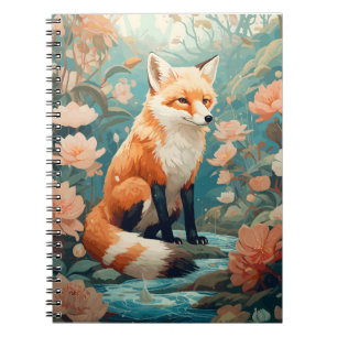 Caderno Espiral Raposa Na Floresta Linda Raposa Floral