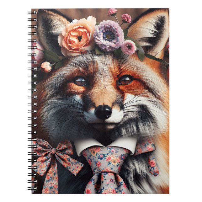 Caderno Espiral Raposa selvagem usando uma gravata fofa  (Frente)