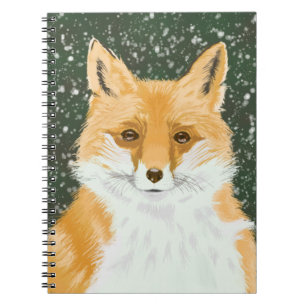 Caderno Espiral Raposa Vermelha Bonita na neve.