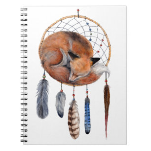 Caderno Espiral Raposa Vermelha Dormindo no Dreamcatcher