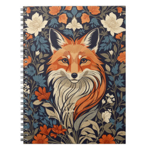 Caderno Espiral Raposa Vermelha Elegante Rosto Floresta Selvagem