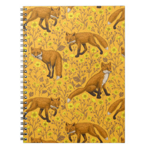 Caderno Espiral Raposas e ampolas em laranja