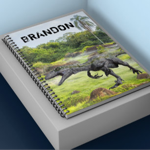 Caderno Espiral Raptor Velociraptor Dinossauro Monograma
