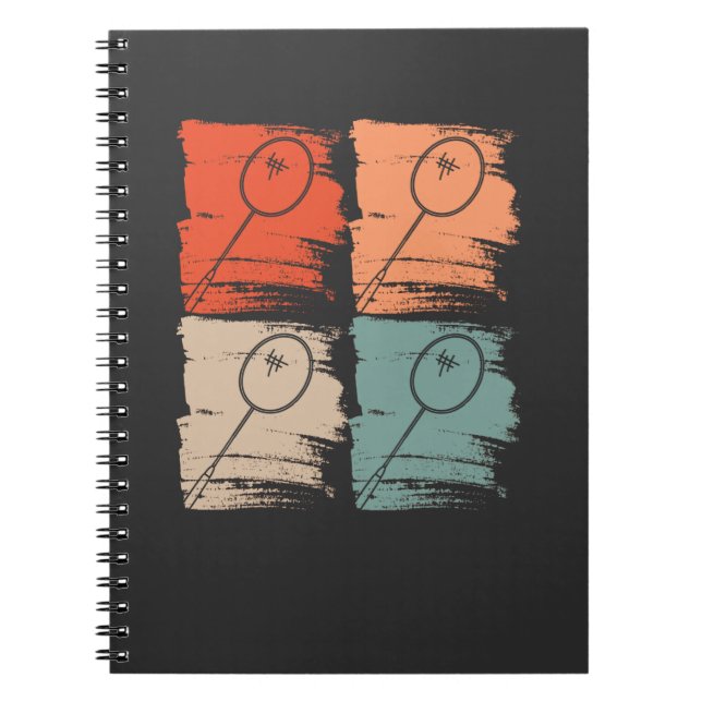 Caderno Espiral Raquete de Badminton Badminton Retro (Frente)