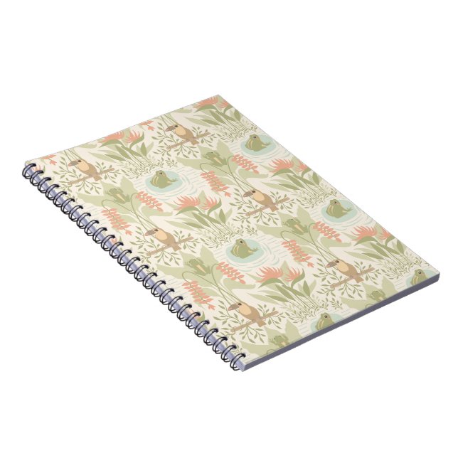 Caderno Espiral Rãs e Pássaros Suaves da Selva (Lado Direito)