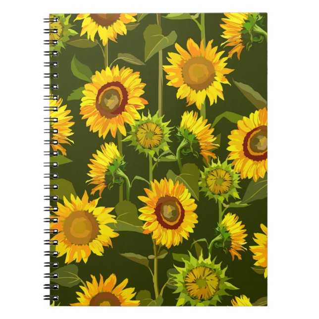 Caderno Espiral Rastreio de verão de Sunflores (Frente)
